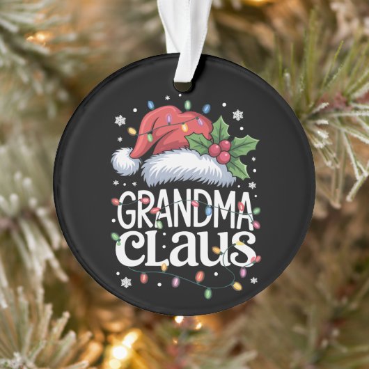 Grootma Claus kerstlampjes Pajama Family Match Ornament (Boom)
