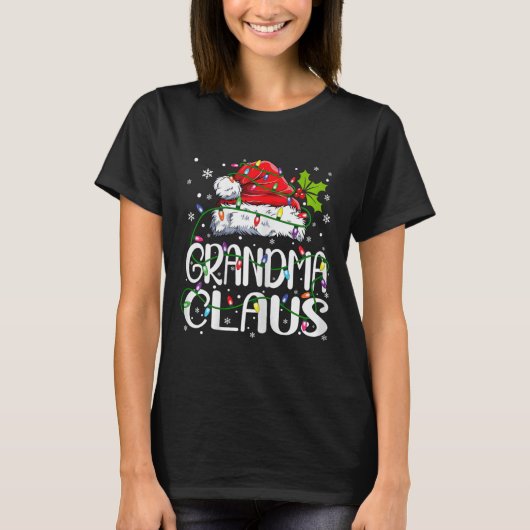 Grootma Claus kerstlampjes Pajama Family Match T-shirt (Voorkant)
