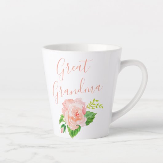 Grootma Coral Pink Waterverf Roos Latte Mok (Rechts)