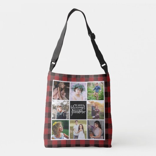 Grootma Foto Collage Greatest Blessings Crossbody Tas (Achterkant)