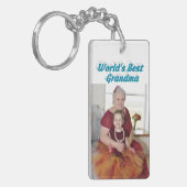 Grootma Foto sky blue text Moederdag Sleutelhanger (Voorkant Links)