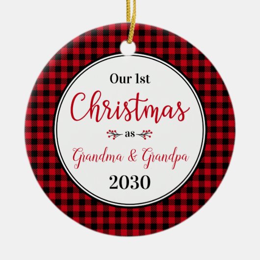 Grootma Grandpa Foto van 1 Kerstmis Keramisch Ornament (Voorkant)