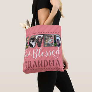 Grootma Loved en Blessed Photo Collage Draagtas