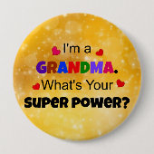 Grootma Super Power kleurig Ronde Button 4,0 Cm (Voorkant)