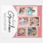 Grootma We houden van je 6 Foto script roze Fleece Deken (Voorkant (Horizontaal))