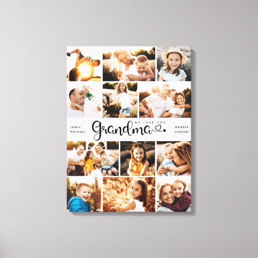 Grootma We houden van je hart Moderne fotocollage Canvas Afdruk (Voorkant)