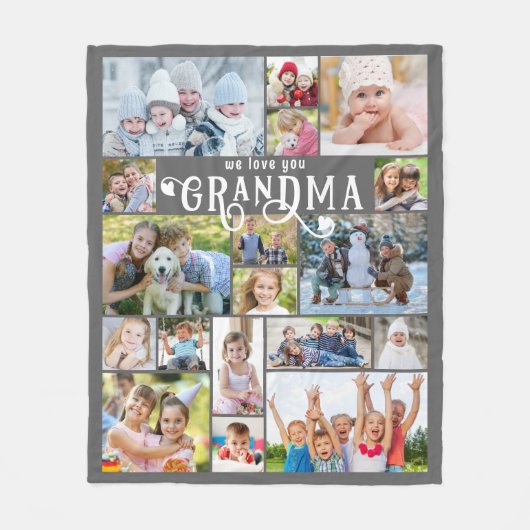 Grootma We houden van jullie 18 Aangepaste kleuren Fleece Deken (Voorkant)