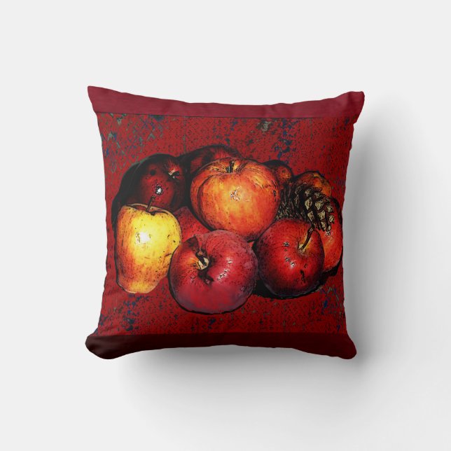 Grootmaanbollen van appels, Sierkussen-rood Kussen (Voorkant)