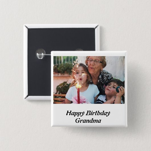 Grootmafoto van Custom Happy Birthday Vierkante Button 5,1 Cm (Voorkant /achterkant)