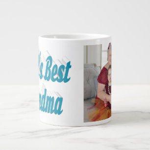 Grootmafotosky blauwe typografie extra grote beker