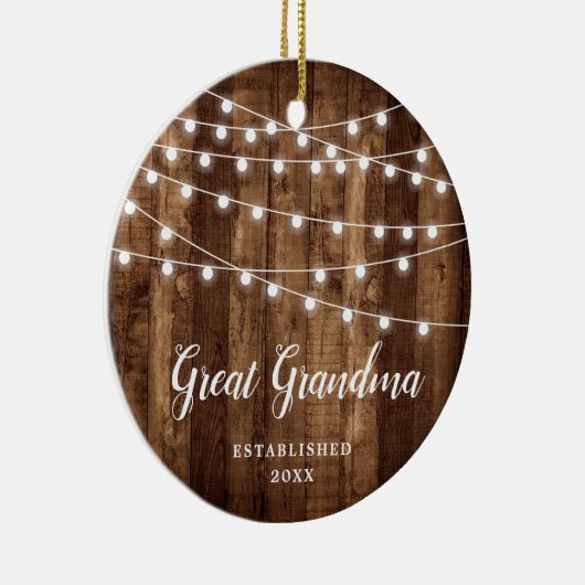 Grootmagergepersonaliseerde Rustic String Lights Keramisch Ornament (Rechts)