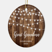Grootmagergepersonaliseerde Rustic String Lights Keramisch Ornament (Links)