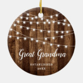 Grootmagergepersonaliseerde Rustic String Lights Keramisch Ornament (Achterkant)