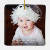 Grootma's eerste kerstfeest Rustic Trees 2 Foto's Keramisch Ornament (Achterkant)