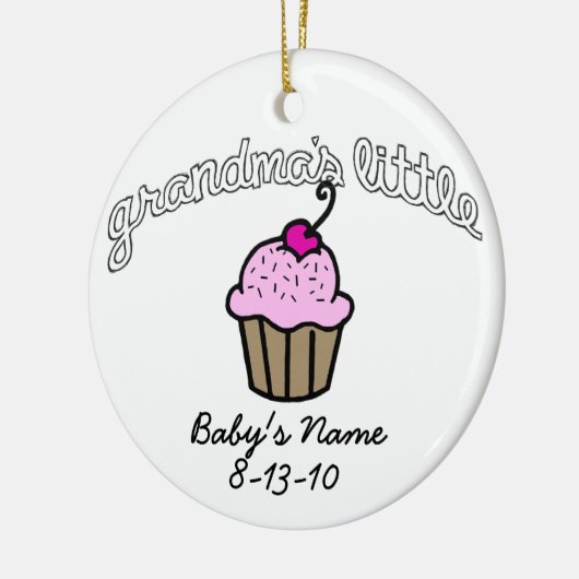 Grootma's Little Cupcake - Roze - Jouw naam Keramisch Ornament (Links)