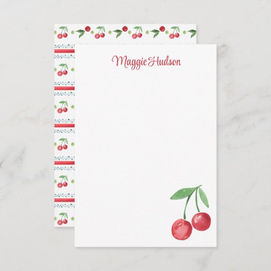 Grootmille Waterverf Cherries Bedankkaart (Voorkant / Achterkant)