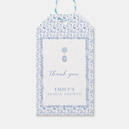 Grootmillennial Blauw Chinees Bridal Shower Cadeaulabel (Voorkant)