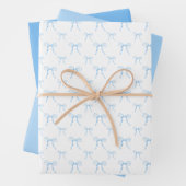 Grootmillennial Blauw Lint Inpakpapier Vel Set (In situ)