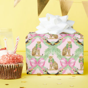 Grootmillennial Kerst Luipaard Monogram Cadeaupapier