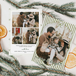 Grootmillennial Vintage Streep Foto Kerstmis Feestdagenkaart