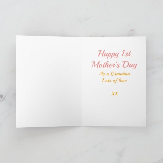 Grootmoeder 1ste Moederdag Penguin Pink Kaart (Binnen)