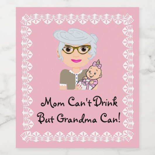 Grootmoeder Baby shower Label Wijn Etiket (Enkel label)