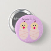 Grootmoeder Button van roze Twin Girls (Voorkant /achterkant)