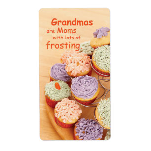Grootmoeder Cupcakes Moederdag, verticaal, cadeau Etiket