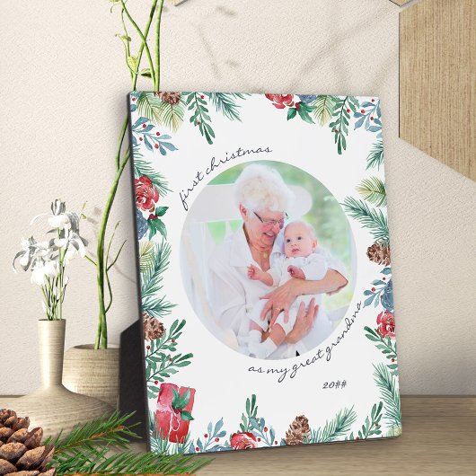Grootmoeder eerste kerstfeest Baby Foto Plaque Fotoplaat