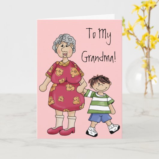 Grootmoeder en kleinzoon (grootouders Design) Kaart (Gele Bloem)