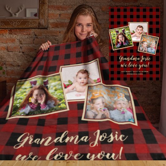 Grootmoeder Foto collage Grandma Poem Nonna Gigi Fleece Deken