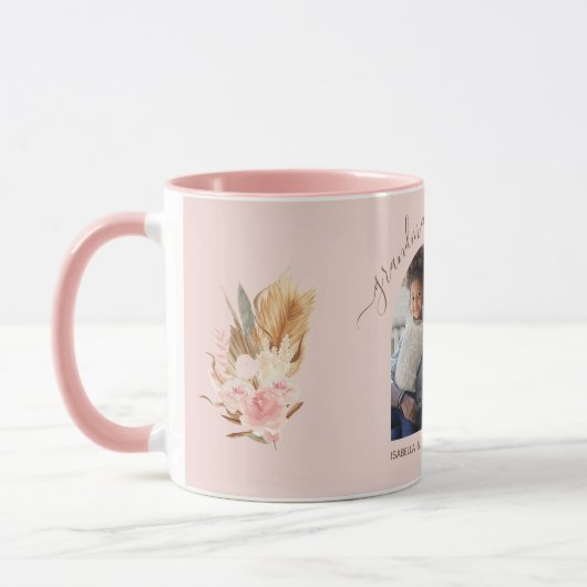 Grootmoeder foto pampas gras roze mok (Links)