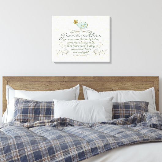Grootmoeder gedicht met vogels canvas afdruk (Insitu (Slaapkamer))