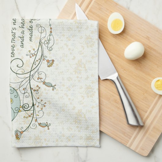 Grootmoeder gedicht met vogels theedoek (Quarter Fold)