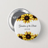 Grootmoeder Gele Witte Zonnebloem Bloem Ronde Button 5,7 Cm (Voorkant /achterkant)