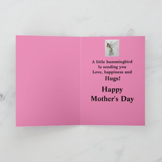 Grootmoeder Happy Moederdag Hummingbird Kaart (Binnen)