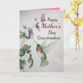 Grootmoeder Happy Moederdag Hummingbird Kaart (Gele Bloem)