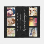 Grootmoeder herdenkingsfoto collage zwart geheugen fleece deken (Voorkant (Horizontaal))