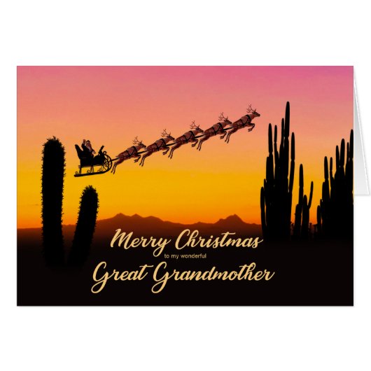 Grootmoeder kerstkerstman met woestijn (Voorkant Horizontaal)