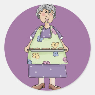 Grootmoeder met Cookies Design Ronde Sticker