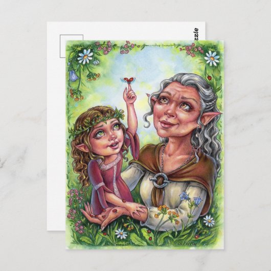 Grootmoeder met kleindochter Briefkaart elven (Voorkant / Achterkant)