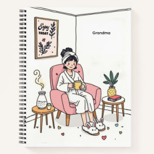 Grootmoeder Moederdag Gezellige Ontspannende Illus Notitieboek