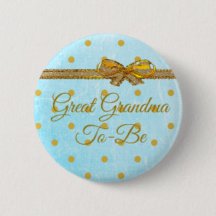 Grootmoeder om Baby shower Blue & Gold Button te z