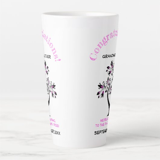 Grootmoeder om een roze familieboom te zijn kondig latte mok (Voorkant)