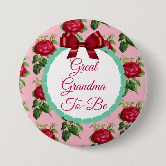 Grootmoeder om Floral Burgundy Rozen Button te zij (Voorkant)