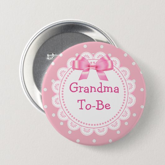 Grootmoeder om roze Stippen Baby shower Button te  (Voorkant /achterkant)