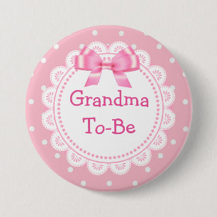 Grootmoeder om roze Stippen Baby shower Button te