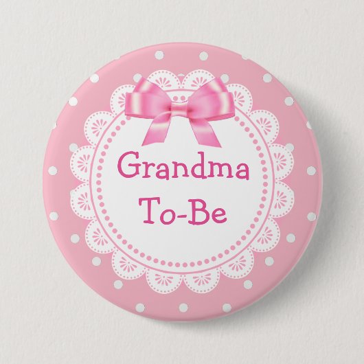 Grootmoeder om roze Stippen Baby shower Button te  (Voorkant)