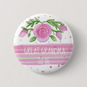 Grootmoeder om Waterverf Rozen Baby shower te zijn Ronde Button 5,7 Cm