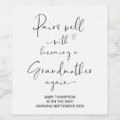 Grootmoeder opnieuw om een zwangerschapsaankondigi wijn etiket (Enkel label)